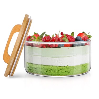 91oz Large Glass Bowls with Lids, Salad Trifle Bowl, Glass Mixing Serving Bowl with Lid, Trifle Dish for Storing Ice Cream, Cakes, Cupcakes, Salads, Microwave &amp; Dishwasher Safe