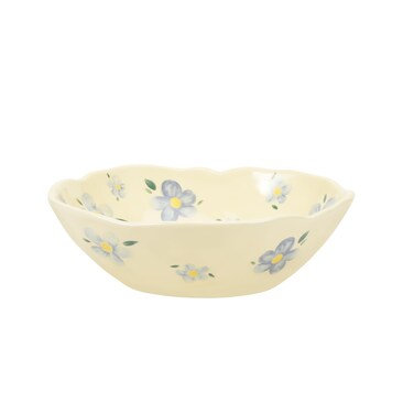 Koythin Salad Bowls, Cute Cherry Flower Ceramic Bowls, Cream Yellow Serving Bowl for Pasta, Cereal, Fruit, Soup, Rice, Dishwasher and Microwave Safe (Cherry Set of 1)