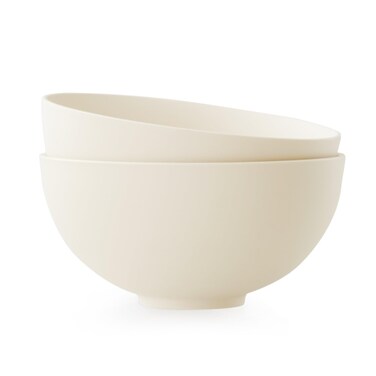 WENSHUO Serving Bowls, Modern Farmhouse Salad Bowls, Ceramic Fruit Bowls, 7.5" Set of 2 (Matte Cr&Atilde;&uml;me)