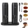 Rechargeable Electric Salt and Pepper Grinder Set, Automatic Salt and Pepper Grinder with LED Light, Salt Grinder Pepper Mill Adjustable Coarseness USB Type-C Cable One Handed Operation (Black 2 Pack)