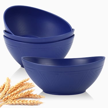 Homienly 9.6 inch Serving Bowls, Large Serving Dishes for Wedding Parties, 60 Oz for Salad, Side Dishes, Pasta, Oval Shape, Microwave &amp; Dishwasher Safe, Set of 4, Dark Blue