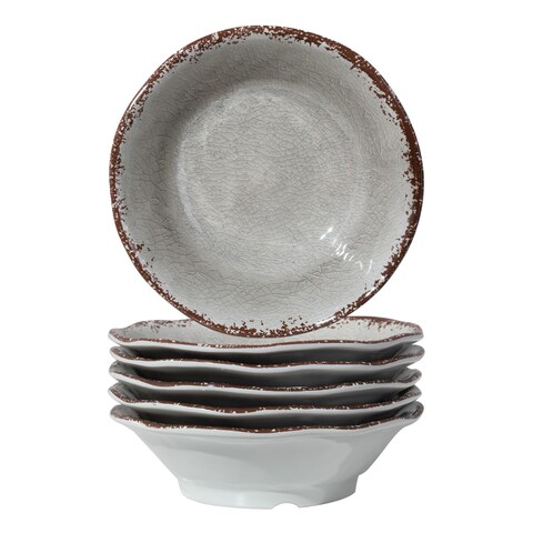 LEHAHA Melamine Salad Bowls Set, 7&acirc;&euro;x2&acirc;&euro; Round Small Pasta Bowls Set, Set of 6 Melamine All Purpose Bowl sets, Great for Everyday Use, Warm Gray