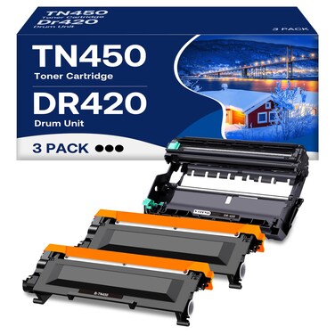 WOEBYAS TN450 Toner Cartridge DR420 Drum Unit Replacement for Brother TN450 TN-450 TN420 DR-420 Work with HL-2270DW HL-2280DW HL-2230 MFC-7860DW Intellifax 2840 2940 (2 Toner +1 Drum,3 Pack)