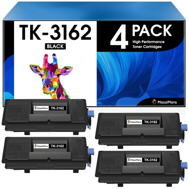 MasaiMara Compatible Toner Cartridges for Kyocera TK3162 TK 3162 TK-3162 1T02T90USV for Kyocera ECOSYS M3645idn M3145idn P3045dn P3050dn P3055dn P3060dn P3150dn P3155dn M3860idn Printer(Black, 4-Pack)