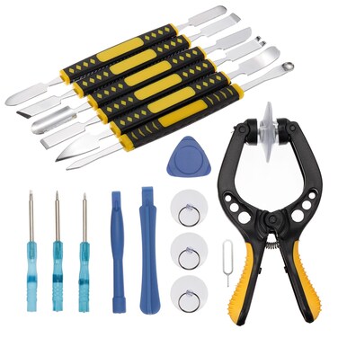 HARFINGTON 17pcs Pry Bar Metal Pry Bar Set, Stainless Steel Mini Pry Bar Disassemble Tools Kit for Screen Glue Removal