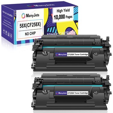ManyJets Compatible 58X CF258X Toner Cartridge Replacement for HP CF258X 58X 58A CF258A Work with HP M428fdw M404dn M404n M428fdn M404dw M404 M428 M428dw M304 (Black,2-Pack,NO CHIP)