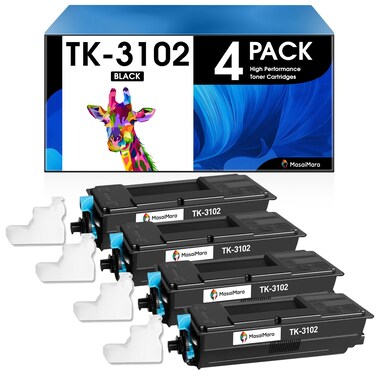MasaiMara (12,500 Pages Compatible Toner Cartridges Replacement for Kyocera TK-3102 TK 3102 TK3102 1T02MS0US0 for Kyocera ECOSYS M3540idn M3040idn FS-2100DN FS-2100D Printer (Black, 4-Pack)