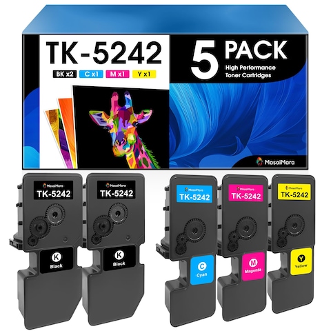 MasaiMara TK5242 TK-5242 Compatible Toner Cartridge for Kyocera ECOSYS M5526cdn M5526cdw P5026cdn P5026cdw M5521cdw M5521cdn P5021cdw P5021cdn Printer   5-Pack