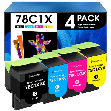 MasaiMara Compatible Toner Cartridge for Lexmark 78C1XK0 78C1XC0 78C1XM0 78C1XY0 for Lexmark CS421 CX421 CS421DN CX421ADN CS521 CS521DN CX522 CX522ADE CS622 CX622 CX625 CX625adhe Printer(CMYK, 4-Pack)