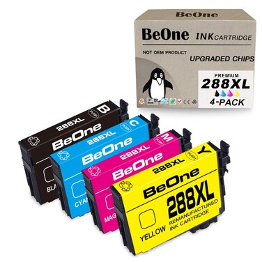 BeOne 288XL Ink Cartridges Remanufactured Replacement for Epson 288 XL T288 T288XL to Use with Expression Home XP-330 XP-340 XP-430 XP-434 XP-440 XP-446 XP330 XP340 XP440 XP446 (4-Pack; BK/C/M/Y)
