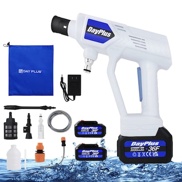 Qimu Cordless Pressure Washer 652PSI Portable Pressure Washer Gun with 180&Acirc;&deg; Adjustable Nozzle,21V 3000mAh Battery,3 Variable Speed Electric Pressure Washer for Cars,Fences,Floor