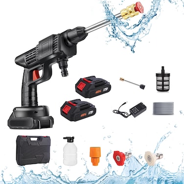 Cordless Portable Pressure Washer,Pressure Washer, Handheld High-Pressure Car Washer Gun, for Car Detailing, Fence, Floor Cleaning, RV, BBQ Grill (Black)
