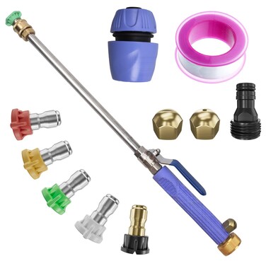 High Pressure Hose Nozzle Upgrade for Garden Hose,Includes 5 High Pressure Nozzles and Hose Universal Fittings,for Hydro Jet High Pressure Washer Tool Powerful Washer Bar Jet Nozzle Garden Hose