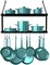 GeekDigg 29.5 Inch Kitchen Wall Mounted Pot Pan Rack, Wall Shelf with 10 Hooks Included, Kitchen Pot Racks Hanging Storage Organizer (Matt Black)