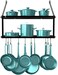 GeekDigg 29.5 Inch Kitchen Wall Mounted Pot Pan Rack, Wall Shelf with 10 Hooks Included, Kitchen Pot Racks Hanging Storage Organizer (Matt Black)