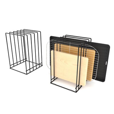 Koalafast Cutting Board Organizer, 2 Pack Steel Baking Pan Holder Rack, Baking Sheet Stand with 5 Slots, for Kitchen Cutting Boards, Cookie Sheets, Baking Tray and Chopping Board