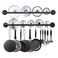 Bailoo 2 Pack Pipe Pot Pan Rack 39 Inches, Industrial Wall mount Pot hangers Pan Hanging Rail Lid Hanger for kitchen with 16 S Hooks