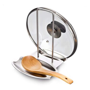 Kitchen Tool Cabinet Shelf Cupboard Shelf Spoon Rest Pot Lid Holder Pot Cover Rack for Dining Home Kitchen Stainless Steel Spoon Drying Rack Dishes