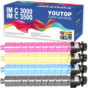 YOUTOP 4PK IMC3000 IMC3500 Toner Cartridge Replacement for Ricoh 842251 842252 842253 842254 Toner Compatible for Ricoh IM C3000 IM C3500 Lanier IM C3000 IM C3500 Savin IM C3000 IM C3500