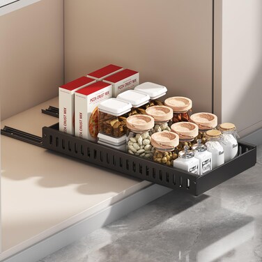 XCELLENT GLOBAL XG Pull Out Pots and Pans Organizer Under Cabinet with 8 Dividers, Under Cabinet Pot Lid Holder Secured with Adhesive Nano Film - Ideal for Kitchen Dishes, Pots and Pans Storage