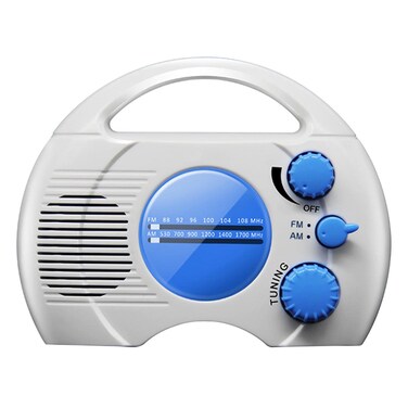 Waterproof Shower Radio - SY-910 Portable 5 Level Waterproof Radio - Mini AM FM Shower Radio Built in Speaker Audio Home Bathroom (Blue+White)