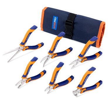 WISEPRO 6 Pcs Mini Pliers Set with Pouch&iuml;&frac14;&OElig;Including Long/Needle/Curved Nose Pliers&iuml;&frac14;&OElig;Combination/End Cutting/Diagonal Pliers