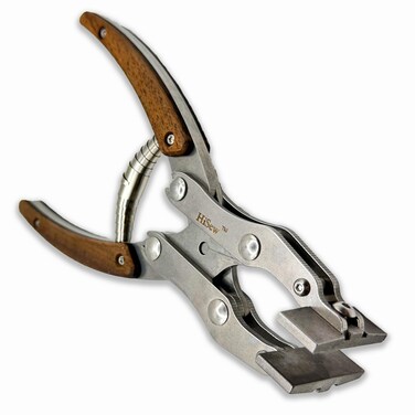 HiSew Premium Leather Flat Pliers - 7.5 inch, 420 Stainless Steel, Black Walnut Handle, Leather Work Clamp Press for Craft, Parallel + Cross Structure, Labor-Saving