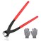9 Inch Ear Clamp Pliers with Work Gloves, Front and Side Jaw Pinch Clamp Pliers, Ear Clamp Pincers Crimping Tool for Repairing Pipes, Fuel Lines, Hose Clamp Crimping Tool