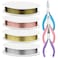 Anezus 7 Pcs Jewelry Pliers and Jewelry Beading Wire Tools Set Includes Needle Nose Pliers, Round Nose Pliers, Wire Cutters and Craft Wire for Jewelry Repair Making Supplies