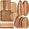Willinglong 10 Pcs Acacia Wooden Plates Different Shapes Wooden Serving Platter Wooden Dishes for Snacks, Desserts, Fruit, Salads Decorative Wooden Charger Plates Trays Serving Board Housewarming Gift