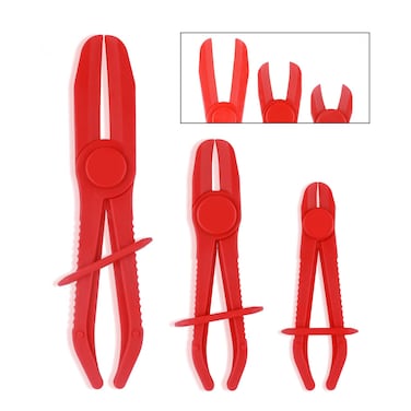 3PCS Hose Clamp Pliers Set,Heat Resistant Hose Pinch off Pliers with Anti Slip Handle,Universal Automotive Tools for Fuel Line,Gas Line,Brake Line,Flexible Hose,Coolant Hose (Red)