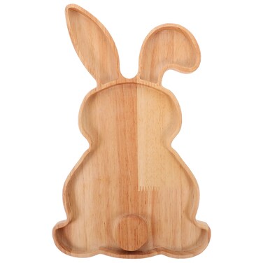 DEARMAMY Rabbit Shaped Charcuterie Board Wood Bunny Cutting Board Cheese Board Serving Board Platter Dessert Serving Tray Holiday Fruit Plate Salad Dish