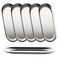 AKOLAFE 6PCS Stainless Steel Serving Tray Set Small Metal Trays Decorative Silver Platters for Serving Food Party 9" Long Plate Oval Storage Trays Thickened Serving Dishes for Entertaining Sushi Snack