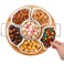 ZENFUN Serving Tray and Platter, 11'' Divided Serving Bowls with Bamboo Tray, 6-Compartment Appetizer Tray Removable Snack Bowls, Round Sectional Serving Platter for Chips and Dip, Fruits, Condiment