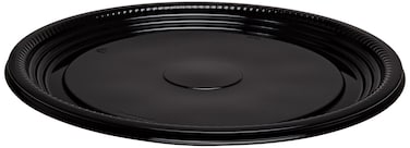 CaterLine Casuals Plastic Platter Round Tray, 12-Inch, Black, (25-Count)