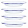 Hemoton 4pcs Enamel Plates Enamelware Dinner Serving Platter Trays with Blue Rim Salad Pasta Bowls Deep Food Dishes Fruit Plate for Dinner Outdoor Picnic BBQ Butter White