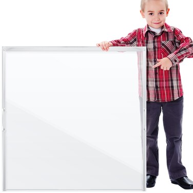 Threehoney 24 x 24 Inch Acrylic Serving Tray Extra Large Ottoman Tray with Handle Clear Decorative Tray Organizer Coffee Table Serving Platter for Tea Kitchen Food Beverage Fruit Snack