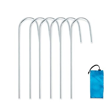 WEKAPO 6 Pack Metal Stakes J Hooks Pegs Stakes for Beach Blanket