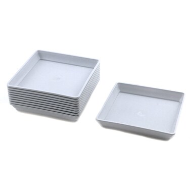 Pufguy Plant Saucers White Plant Tray 4.7" x 4.7" Square Drip Trays Planter Pots - 10pcs