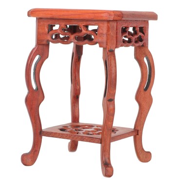 KONTONTY Household Wooden Craft Display Stand Chinese Style Vase Supporting Pedestal Oriental Furniture for Home Decor Elegant Risers for Decor Wooden Pedestal Stand