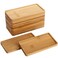 yarlung 10 Pack Small Bamboo Saucers, 7 Inch Plant Saucers Rectangular Flower Pot Drainage Trays for Succulent, Cactus, Small Indoor Plants