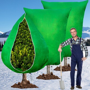 Yavzevlqi 3Pack Plant Covers Freeze Protection,79"x95" Large Tree Frost Cloths Bags with Zipper Drawstring,2.5 oz/yd&Acirc;&sup2; Winter Thickened Frost Blankets for Outdoor Plants Shrubs Tree Jacket (Green)