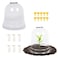 MorTime 6 Pack Garden Cloche Plant Dome, 7.3" D x 6.9" H Plastic Plant Bell Cover Reusable Mini Greenhouse with 18 Ground Securing Pegs &amp; 10 Plant Labels for Outdoors Frost Freeze Protection