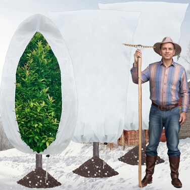 3 Pack Plant Covers Freeze Protection-71x47 inch 2.47oz/yd&Acirc;&sup2;,Shrub Plant Covers for Winter Cold Weather,Reusable Tree Frost Blankets Freeze Protection Bags Cloth with Drawstring Zipper for Outdoor