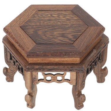 Cabilock Plant Stand Indoor Vase Stand: Wooden Stool Display Stand Base Chinese Style Flower Pot Display Rack for Vase Lamp Teapot