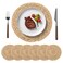 6Pcs Round Woven Placemats, 12 Inches Rattan Placemats, Non-Slip Wicker Placemats, Farmhouse Weave Place Mats, Natural Hand Woven Chargers for Dining Table, Home, Wedding