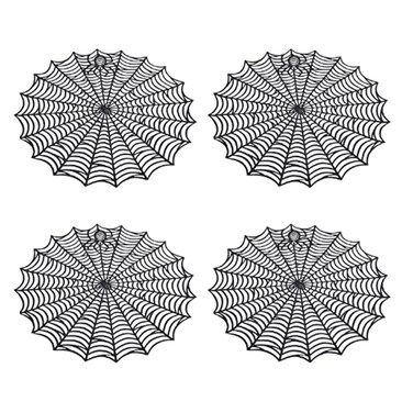 mdgfge Halloween Spider Web Placemats,15 Inches Heat Insulation Halloween Placemats Hollow Out Black Spider Web Table Mats Placemat for Halloween Family Party Dining Table Decoration Supplies (4 Pcs)