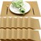 Gandeer Gold Placemats Set of 12 Table Mats Woven Place Mats Vinyl Plastic Placemats Washable Heat Resistant Non Slip Place Mats Indoor Outdoor Wipeable Dining Table Mats, 12 x 18 Inch
