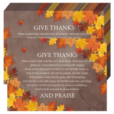 Watersay 50 Pcs Fall Paper Place Mats Thanksgiving Prayer Paper Placemats Give Thanks and Praise Decorative Placemats for Kitchen Table Party Decoration 16.14 x 11.81 Inches