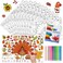 Tenceur 24 Sets Thanksgiving Coloring Placemats Set Turkey Paper Placemats with Crayon Fall Disposable Table Mat Thankful Autumn Coloring Activity for Kid Fall Classroom DIY Craft Supplies